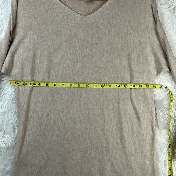 NWT Chico's tan lightweight pullover v-neck sweater. - Picture 6 of 8